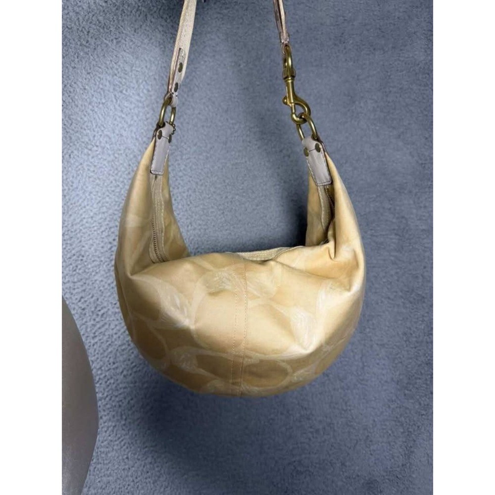 Coach Ergo Signature Hobo Bag Tan Cream Jacquard Brass Hardware M05J-133 - Picture 2 of 8